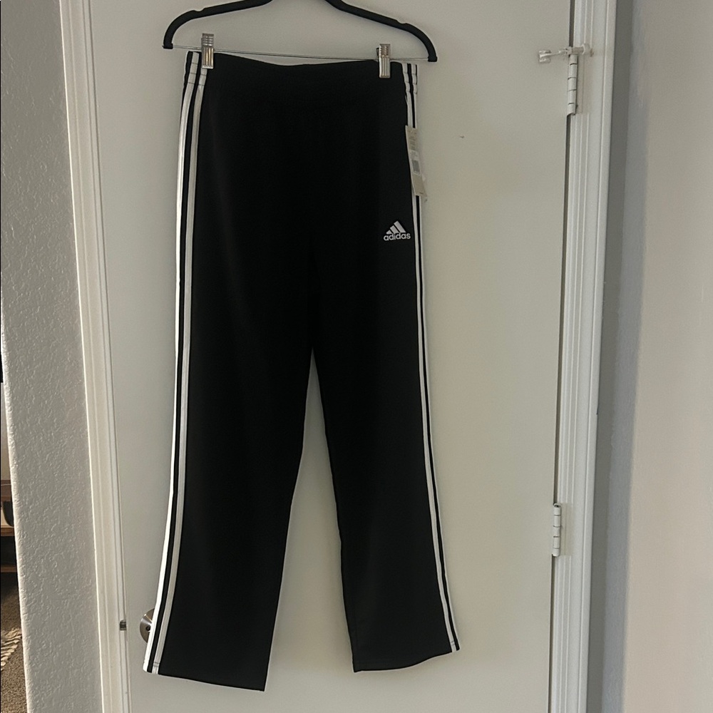 Adidas Kids Black Joggers with White Stripes